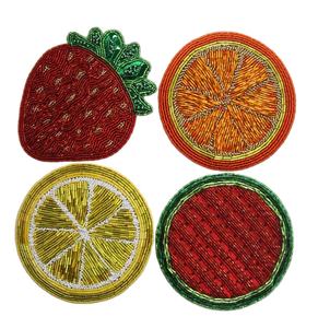 Fashionable customizable choice hand made beaded color <b>silver</b> set of 4 piece <b>coaster</b> eco-friendly handcrafted beaded tea <b>coaster</b> - Product Image 6