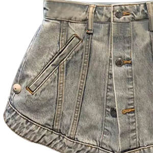 Shorts en jean pour femme, classiques vintage, taille haute, bleus, coupe large, décontractés, d'été, style Y2K, avec poches cargo et effet enveloppant - Product Image 6