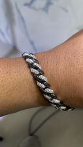 Women's VVS1 Brilliant Cut <b>Cuban</b> <b>Link</b> 6mm 8mm Gold Plated 925 Sterling <b>Silver</b> Passes Diamond Tester 2-Tone Moissanite Bracelet - Product Image 3