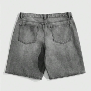 Custom Screen Printed Washed Denim <b>Shorts</b> Heavyweight 100% Cotton Rhinestone Vintage Denim <b>Shorts</b> For Unisex - Product Image 4