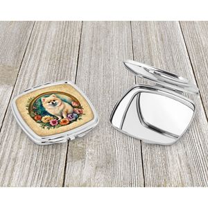 Pomarian Flowers Espejo de maquillaje de viaje compacto Espejo decorativo de bolsillo de mano plegable para mujeres y niñas Regalo - Product Image 3