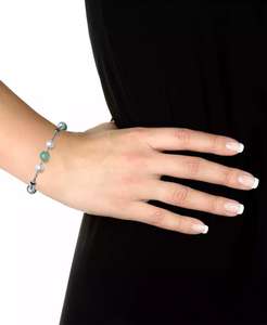 2-Pc. Ensemble collier et bracelet en jade vert teint et perle d'eau douce de culture (6-7mm) en argent sterling | Macy's - Product Image 3