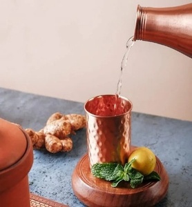 Copper Glass Exporter Ayurvedic Drinking Water Cup Bulk Metal <b>Drinkware</b> Supplier - Product Image 2