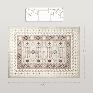Tappeto Boho in Flanella 8x10, Antiscivolo e Lavabile in Lavatrice, Grande Tappeto per Soggiorno, Camera da Letto o Sala da Pranzo - Marrone - Product Image 3