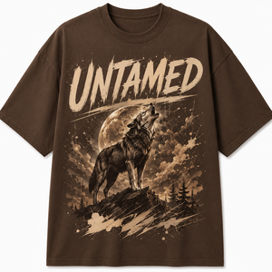 Camiseta Negra de Manga Larga para Hombre con Estampado de Lobo Salvaje por Transferencia Térmica, Cuello Redondo, Ajuste Holgado, Casual, 100% Algodón Jersey 180g - Product Image 1