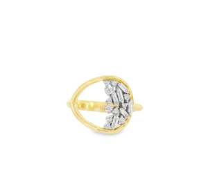 Custom Round Baguette Lab Grown Diamond Cluster Ring Pave Set Solitaire Daily Wear Statement Ring 14k 18k Solid Gold Manufacture - Product Image 1