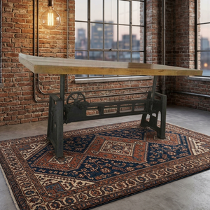 Industrial Iron Dining <b>Table</b> <b>Desk</b> Heavy Crank Design for Hotel Office & Villa Use - Product Image 4