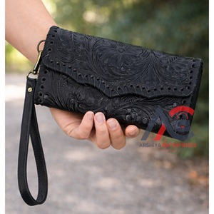 2026 Best Selling Hand <b>Tooled</b> <b>Leather</b> Wristlet Wallet Wholesale Luxury Fashion Genuine Cowhide <b>Leather</b> Phone Wallet for Women's - Product Image 1