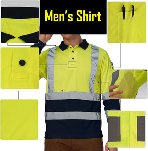 Chemise de travail haute visibilité à manches longues pour homme, vert sécurité, vêtements de chantier, haut haute visibilité pour travaux intérieurs ou extérieurs - Product Image 4