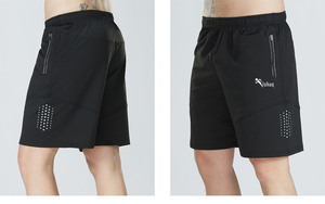 Shorts gris pour homme Ishaq à séchage rapide, taille mi-haute, avec poche zippée, style décontracté pour l'entraînement, en tissu tricoté 100 % polyester - Product Image 5