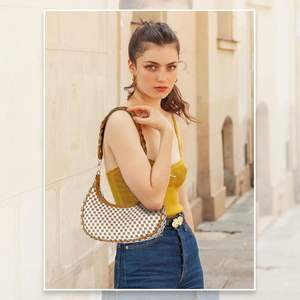 <b>Woven</b> Bohemian Handbag Women Faux <b>Leather</b> Fashionable Shoulder <b>Bag</b> Checkerboard Pattern Braided Strap - Product Image 4