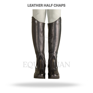 Horse <b>Riding</b> Half <b>Chaps</b> Customized Equestrian Leather <b>Chaps</b> for Training <b>Riding</b> and Competition Use - Product Image 3