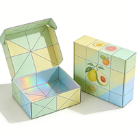 Boîte cadeau holographique personnalisée avec impression florale et laminage mat |   Boîte d'expédition en carton ondulé arc-en-ciel écologique pour cadeaux cosmétiques