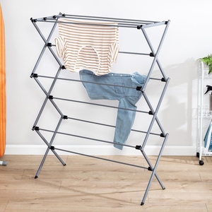 Elegante tendedero plegable de acero inoxidable con varios niveles para secar ropa en interiores, personalización disponible. - Product Image 5