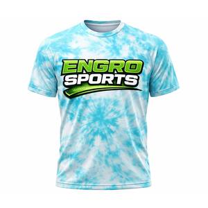 Camiseta Deportiva Personalizada al por Mayor Directo de Fábrica, Camiseta Tie Dye Aqua-Blanco, Camiseta de Alto Rendimiento 3D - Product Image 1