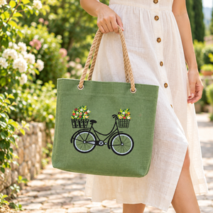 Sac fourre-tout carré en toile de jute 100 % blanchie écologique, motif lettres par transfert thermique, pour femme, usage quotidien et voyage - Product Image 4