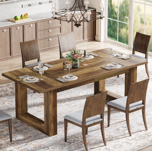Mesa de Comedor Moderna de Teca de Gran Tamaño, Mesa de Comedor de Madera con Seis Sillas, Juegos de Comedor Nórdicos para Muebles de Restaurante y Hotel - Product Image 4