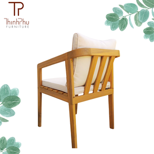 Chaise de plage en bois ThinhPhu, dossier solide, mobilier d'extérieur, fauteuil confortable avec coussin, design contemporain, pliable, Oxford, pour hôtel - Product Image 2
