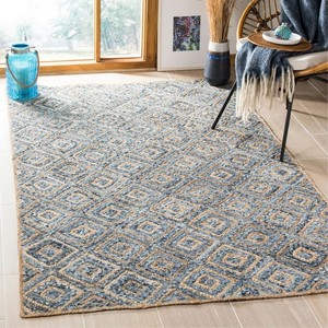 Alfombra de Yute Trenzada a Mano Estilo Costero, Patrón Geométrico, Rectangular, Tejido Plano, para Sala de Estar, Reversible, Antideslizante, Apta para Mascotas - Product Image 2