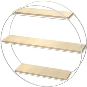 Modern Wood & Metal Frame Double Tier Eco-Friendly <b>Wall</b> Mounted <b>Shelf</b> White Powder Coating for Living Room Flower Pot Storage - Product Image 3