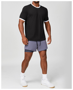 Mens Athletic Performance <b>Ringer</b> <b>T</b> <b>Shirt</b> Moisture Wicking Gym Training Tee Lightweight Sports Fitness Top Black - Product Image 3