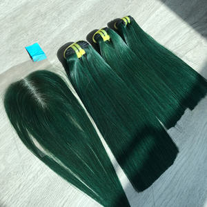 มัดผมมนุษย์สีเขียวพร้อม100% ปิดผมตรงจากเวียดนามผมมนุษย์คุณภาพสูง - Product Image 2