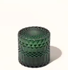 Porte-bougie en verre ambré avec couvercle, cylindre rond, résistant à la chaleur, haute qualité, faible MOQ, livraison rapide pour la décoration de la maison - Product Image 2