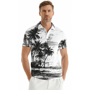 Camisa Polo Ligera para Hombre, Estilo Playero, con Botones, Sublimada, con Cuello Camisero - Product Image 3