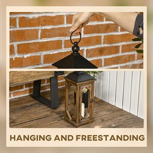 2 Pack grande lanterna rustica da esterno in legno nero scuro colore decorativo appeso in legno Design in metallo - Product Image 5