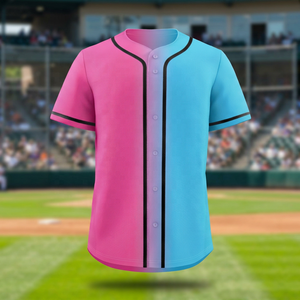 Maillot de baseball personnalisé à dégradé, manches courtes, boutonné, pour équipe sportive, uniforme athlétique par sublimation - Product Image 1