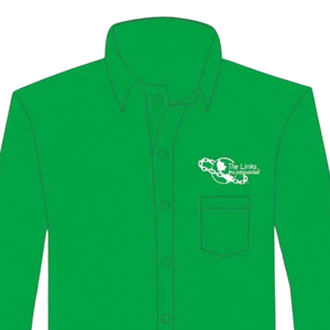 The Links Button Down Shirt Kelly Green with White Logo <b>Mens</b> Casual Long Sleeve <b>Dress</b> Shirt Custom Apparel Bulk Supply - Product Image 6