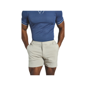 Shorts Bermuda en coton gris clair pour homme, taille élastique, couleur unie, avec poches, tissu Oxford respirant - Product Image 3
