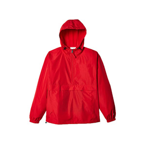 <b>Men's</b> Red Hooded Waterproof <b>Jacket</b> <b>Half</b> <b>Zip</b> Casual Spring Wear Polyester Shell Regular Fit Loose Style - Product Image 1