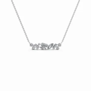 Sibylla Shards Labor-Gezüchteter Diamant 1,356 Karat Verlobungs- und Hochzeitsfeier-Halskette 18K Weißgold 10 Stück Baguette Marquise Schliff - Product Image 2