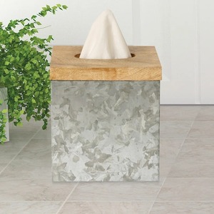Cubierta Moderna para Caja de Pañuelos con Tapa de Madera y Base de Metal Galvanizado, Diseño Cuadrado, Decorativa, Accesorio para el Hogar - Product Image 5