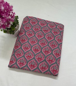 Eco-Friendly Grey Pink Mughal Buta Hand Block Print Cotton <b>Fabric</b> Indian Sanganeri Girls Dress Sewing Textile by Yard - Product Image 2