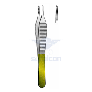 Adson Dissecting Forceps 1x2 Teeth <b>12</b> cm (4-3/4 Inch) TC Gold Tungsten Carbide Surgical Tissue Forceps with 0.5 mm Serration - Product Image 1