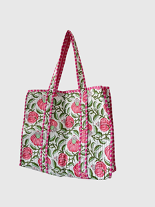 Sac fourre-tout en toile à motif floral avec ouverture supérieure pour le shopping, style tendance toutes saisons - Product Image 3