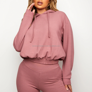 Women <b>Plus</b> <b>Size</b> Pink Hooded Tracksuit Full Sleeve Solid Color Casual <b>Jogger</b> <b>Set</b> Side Pockets Elastic Waist - Product Image 4