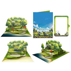 Carte de vœux d'anniversaire de luxe personnalisée en 3D avec parcours de golf, faite à la main, logo personnalisé pour les tournois de golf - Product Image 2