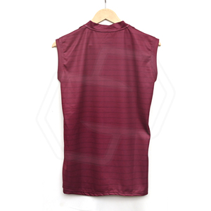 Haut de sport sans manches bordeaux en polyester pour femme, col en V, respirant, uniforme de golf pour adulte, vêtements de sport, chemises athlétiques personnalisées, vente en gros - Product Image 2