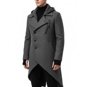 เสื้อโค้ทขนสัตว์ผู้ชายสีตามสั่ง ทรงยาว ตัดเย็บพอดีตัว ระบายอากาศได้ดี แต่งขอบด้วยขนสัตว์ ผ้าคุณภาพสูง บริการ OEM - Product Image 1