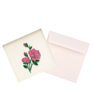 Tarjeta de quilling con diseño de flor de clavel, tarjeta floral hecha a mano con sobre, tarjeta de felicitación especial para todas las ocasiones - Product Image 3