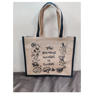 Bolsa de Mano Ecológica Hecha a Mano con Yute Reciclado, Asas de Algodón Resistentes, Impresión Personalizada, Reutilizable, para Regalos, Compras Diarias, Ecológica - Product Image 2