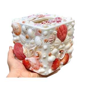 Natural Shell <b>Tissue</b> Box Cover Handmade Seashell Home Decor Coastal Beach <b>Tissue</b> Holder Decorative Tabletop Storage Organizer - Product Image 6