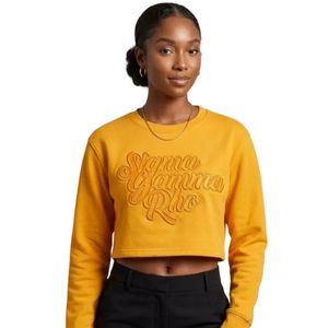 Sigma Gamma Rho Gold Cropped Crewneck Sweater Premium Knit Pullover Short Length Winter Embroidery Fashion Sweatshirt Women's - Product Image 1