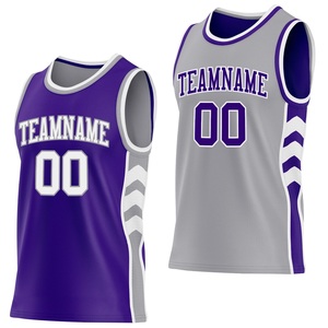 Reversible Basketball Jersey Set Purple Gray Sublimated Team Name 00 Moisture Wicking Athletic Uniform Adult Unisex - Product Image 4