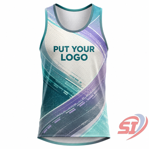 Camiseta Deportiva Personalizada para Correr, Transpirable, de Secado Rápido, Color Cian Medianoche Espectral - Product Image 1