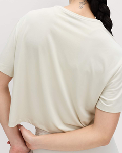 2026 Women's Hot Sale On Cream Crew Neck Short Sleeve Loose Fit Solid Color Cotton T-Shirt Simple Style Yoga <b>Top</b> <b>Low</b> MOQ - Product Image 3