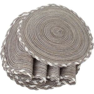 Set di 6 tovagliette rotonde da 15 pollici in tessuto intrecciato con glitter, multicolore, color caffè chiaro, per matrimoni, feste e occasioni speciali - Product Image 5